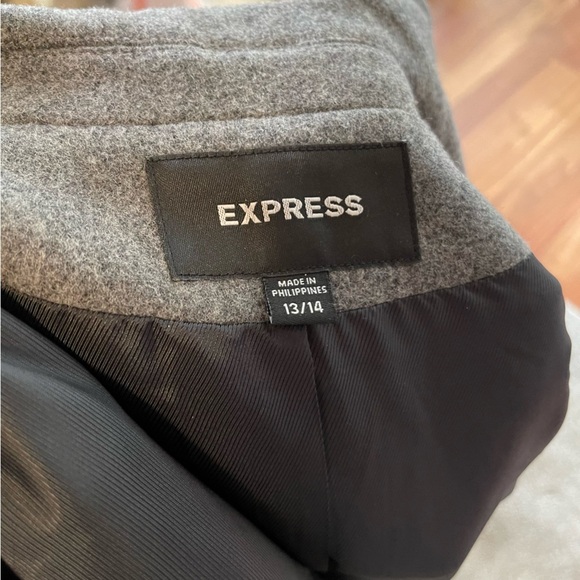 Express Gray Wool Blend‎ Double Breasted Peacoat Winter Coat Size: 13/14 - Picture 7 of 12
